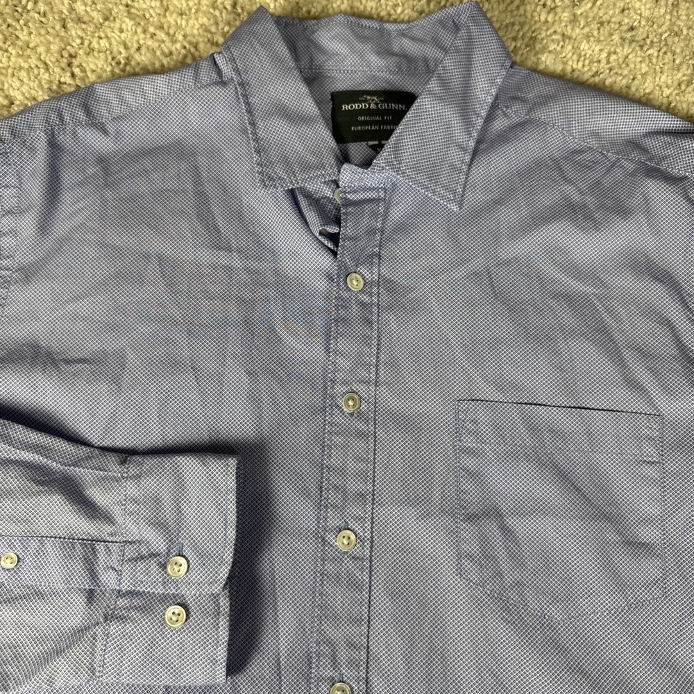 Rodd And Gunn Long Sleeve Men's Button Down Size XL Blue European Fabric EUC
